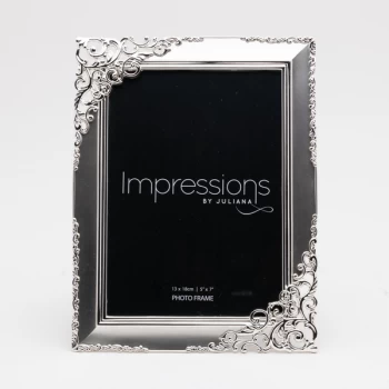 5" x 7" - Two Tone Silver Photo Frame with Ornate Filigree