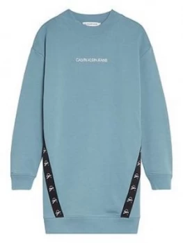 Calvin Klein Jeans Girls Monogram Tape Sweat Dress - Gem Blue