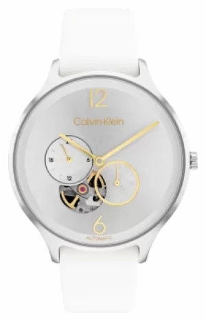 Calvin Klein 25200124 Womens Automatic White Leather Strap Watch