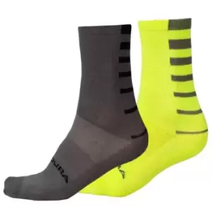 Endura Coolmax Stripe Socks Twin Pack - Yellow