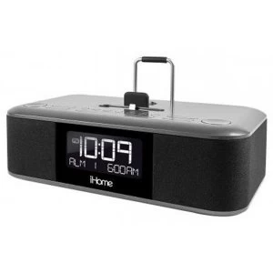 iHome iDL100G Triple Charging Stereo FM Clock Radio Black Silver UK Plug