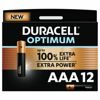 Duracell Optimum Alkaline AAA Batteries - Pack of 12