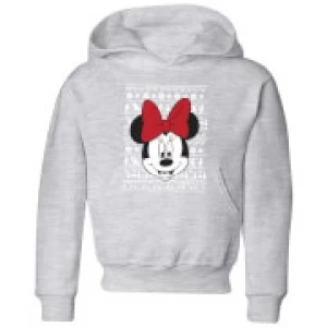 Disney Minnie Face Kids Christmas Hoodie - Grey - 5-6 Years