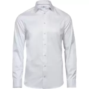 Tee Jays Mens Luxury Slim Fit Long Sleeve Oxford Shirt (XXL) (White)