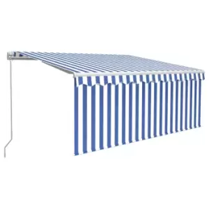Vidaxl Manual Retractable Awning With Blind&led 3X2.5M Blue & White