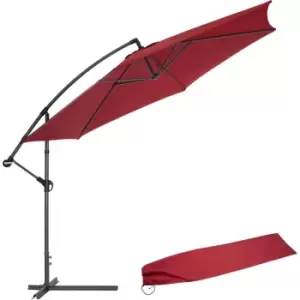 Cantilever garden parasol umbrella 350cm - garden parasol, overhanging parasol, banana parasol - red - red