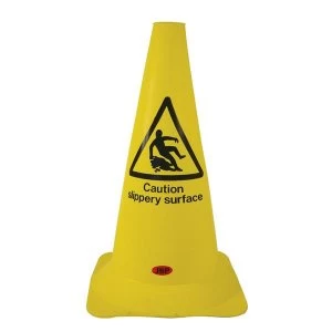 JSP 50cm20 Cylindrical Hazard Warning Cone Caution Slippery Surface Yellow