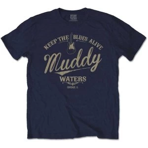 Muddy Waters - Keep The Blues Alive Mens Small T-Shirt - Navy Blue