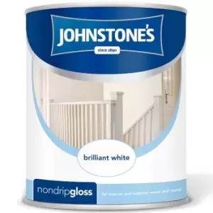 Johnstones Non Drip Gloss Paint, 1.25L, Pure Brilliant White
