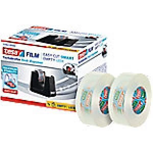 tesa Tape Dispenser Easy Cut + 2 Eco & Clear Film Tape Black