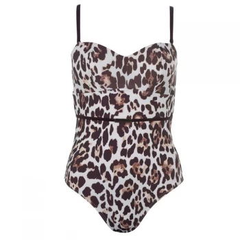 Figleaves Underwired Bandeau Swimsuit - LEOPARD