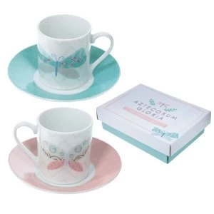 Butterfly Set of 2 Espresso Cup and Saucer