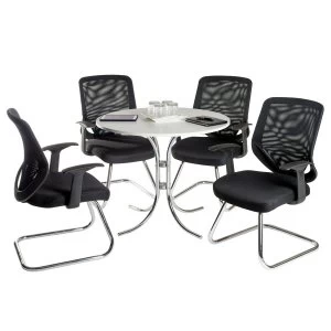 Teknik Nova Meeting Set Comprising Of A White Table And Four Nova Visitor Chairs