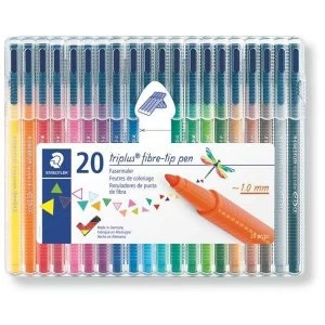 Staedtler Triplus Fibre-tip Pen Fine Tip 1mm Line Width Assorted Colours Pack of 20