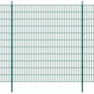 2D Garden Fence Panels & Posts 2008x2230 mm 20 m Green vidaXL - Green