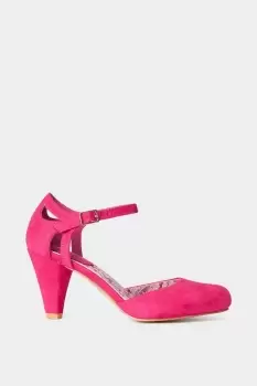 Bright Vintage Suede Cut Out Detail Buckled Heels