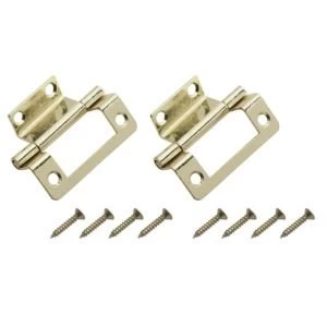 Brass Effect Metal Double Cranked Flush Hinge Pack of 2