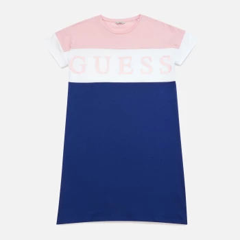 Guess Girls 3/4 Sleeve Logo Dress - Pink/White Multi - 10 Years