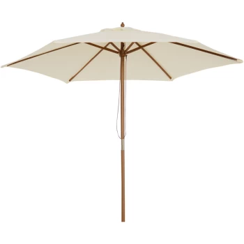 2.5m Wood Wooden Garden Parasol Sun Shade Patio Outdoor Umbrella Canopy New(Beige) - Outsunny