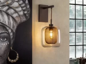 Fox Wall Light with Shade, Chocolate, 1x E27