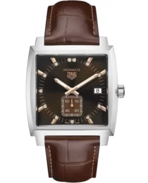 Tag Heuer Monaco Automatic Brown Dial Leather Strap Womens Watch WAW131E.FC6420 WAW131E.FC6420