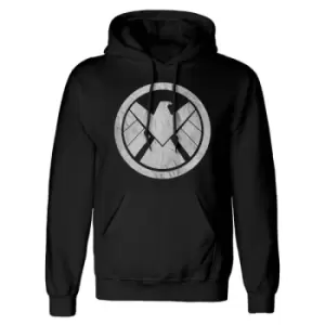 Marvel Comics Avengers - Shield Logo Unisex Large Pullover Hooded Sweatshirt - Black