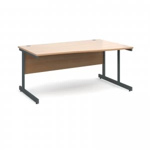 Contract 25 Right Hand Wave Desk 1600mm - Graphite Cantilever Frame b