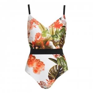 Figleaves Bali Palm Underwired Swimsuit - Coral Palm