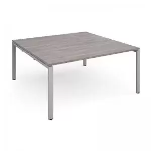 Adapt square boardroom table 1600mm x 1600mm - silver frame and grey