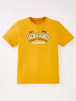Jack & Jones Junior Boys Logo 2 Colour Tshirt - Honey Gold, Yellow, Size 8 Years