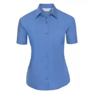 Russell Collection Ladies/Womens Short Sleeve Poly-Cotton Easy Care Poplin Shirt (XL) (Corporate Blue)