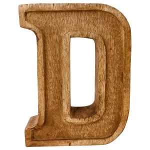 Letter D Hand Carved Wooden Embossed