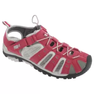 PDQ Womens/Ladies Toggle & Touch Fastening Sports Sandals (4 UK) (Red/Grey)