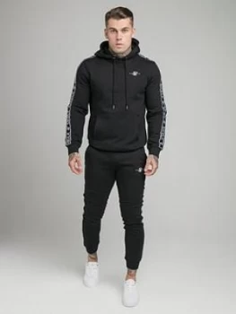 SikSilk Fleece Overhead Hoodie Tracksuit - Black, Size XL, Men