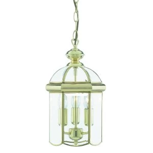 3 Light Ceiling Lantern Pendant Polished Brass, E14
