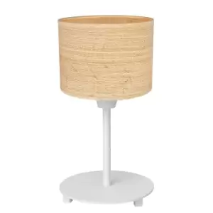Abba Table Lamp With Round Shade Natural Rattan, White 20cm