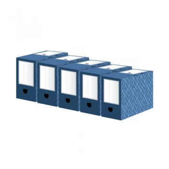 Bankers Box Decor 150mm Transfer File Blue Pack of 5 4483901