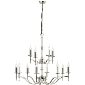 Interiors - 12 Light Chandelier Polished Nickel Plate Finish, E14