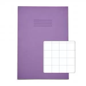 RHINO A4 Exercise Book 32 Pages 16 Leaf Purple 20mm Squared