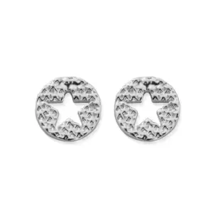 ChloBo Silver Sparkle Star in Circle Earrings