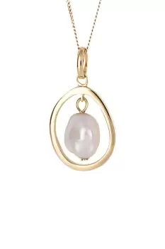 Floating Freshwater Pearl Pendant with Yellow Gold Plating