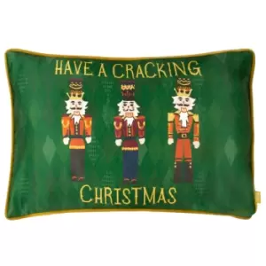 Nutcracker Cracking Christmas Cushion Green / 30 x 50cm / Cover Only