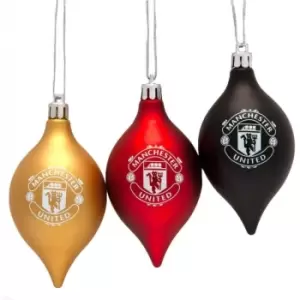 Manchester United FC Vintage Christmas Bauble (Pack Of 3) (One Size) (Red/Gold/Black) - Red/Gold/Black