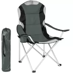 Tectake 2 Lightweight Folding Camping Chairs, Padded & Packable - Grey