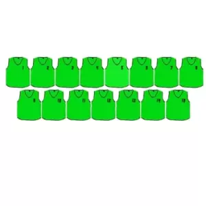 (Pack of 15) Mesh Numbered 1 - 15 Training Bibs Green Adult