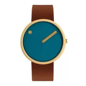 Picto 43376-4720MG Dusty Blue Dial Brown Strap Wristwatch