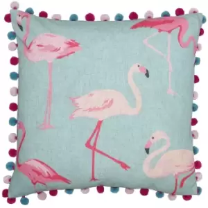 Flamingo Printed Cushion Duck Egg, Duck Egg / 50 x 50cm / Polyester Filled