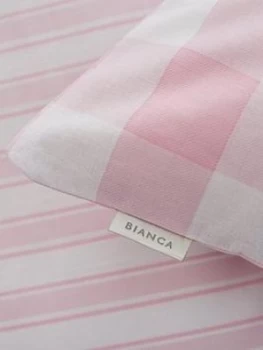 Bianca Cottonsoft Bianca Pink Check Cotton Fitted Sheet, Pink, Size Double