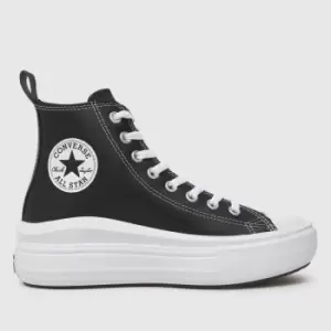 Converse Black All Star Hi Move Leather Girls Youth Trainers