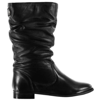 Linea Ruched Calf Boots - Black
